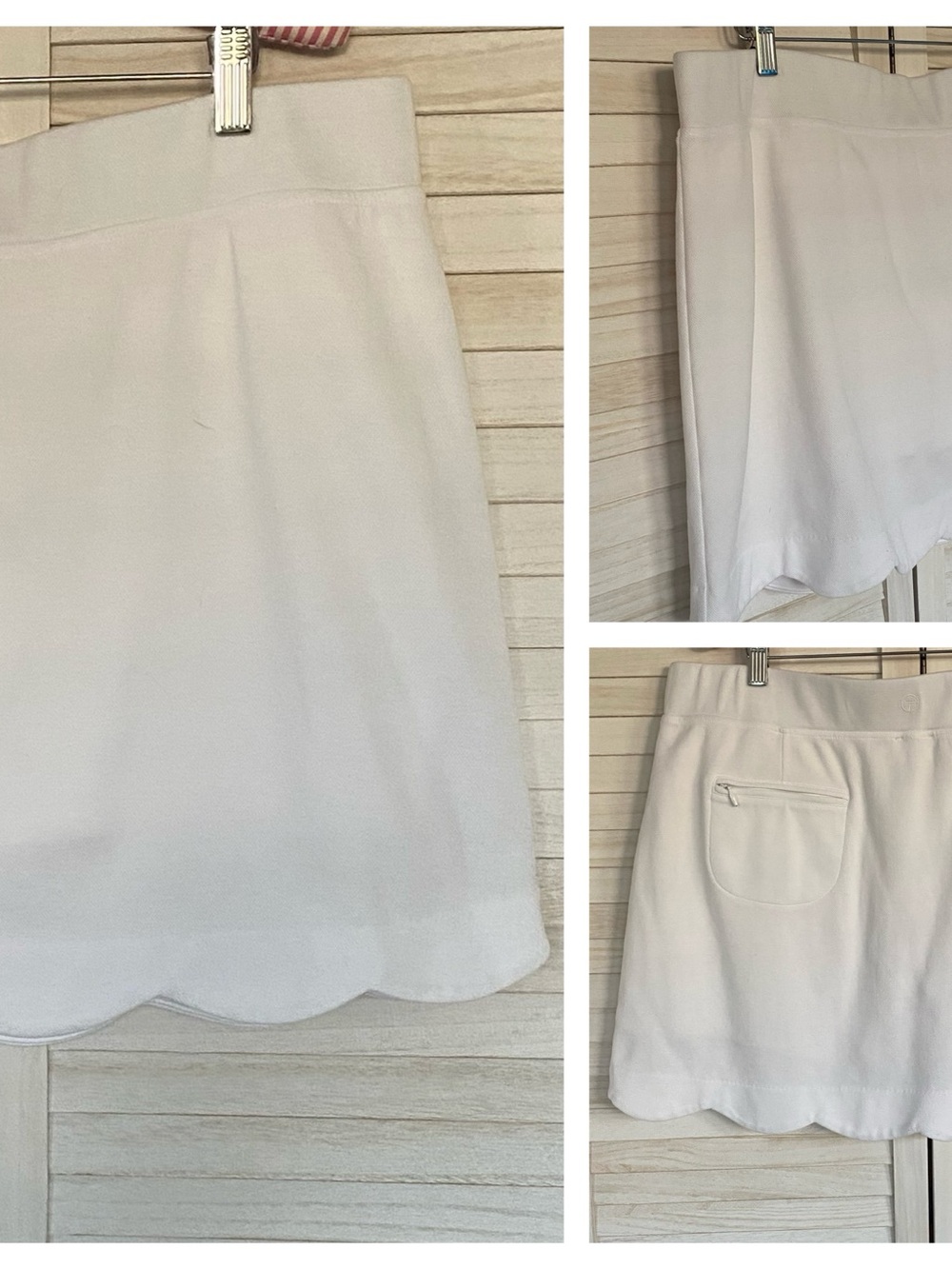 T by Talbots White Knit Scalloped Hem Skort SZ XL Athletic Activewear